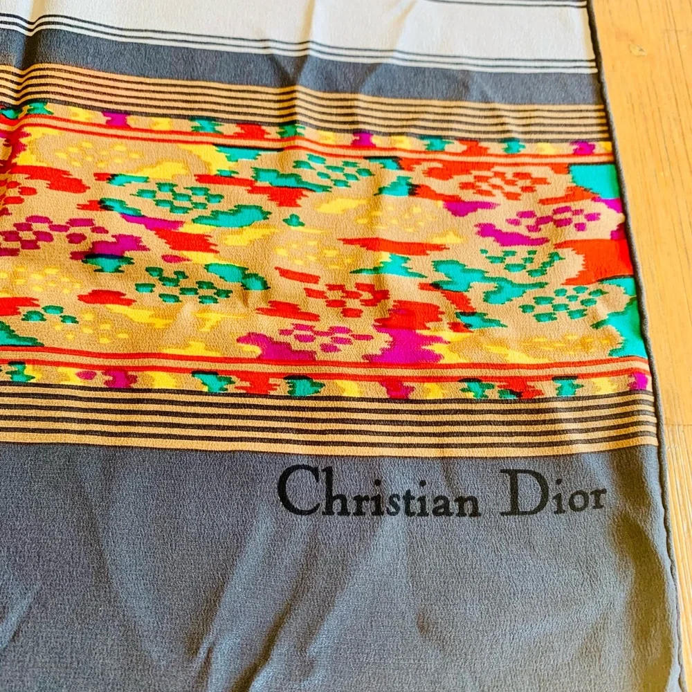 Christian Dior Striped Silk Scarf vintage designer luxury